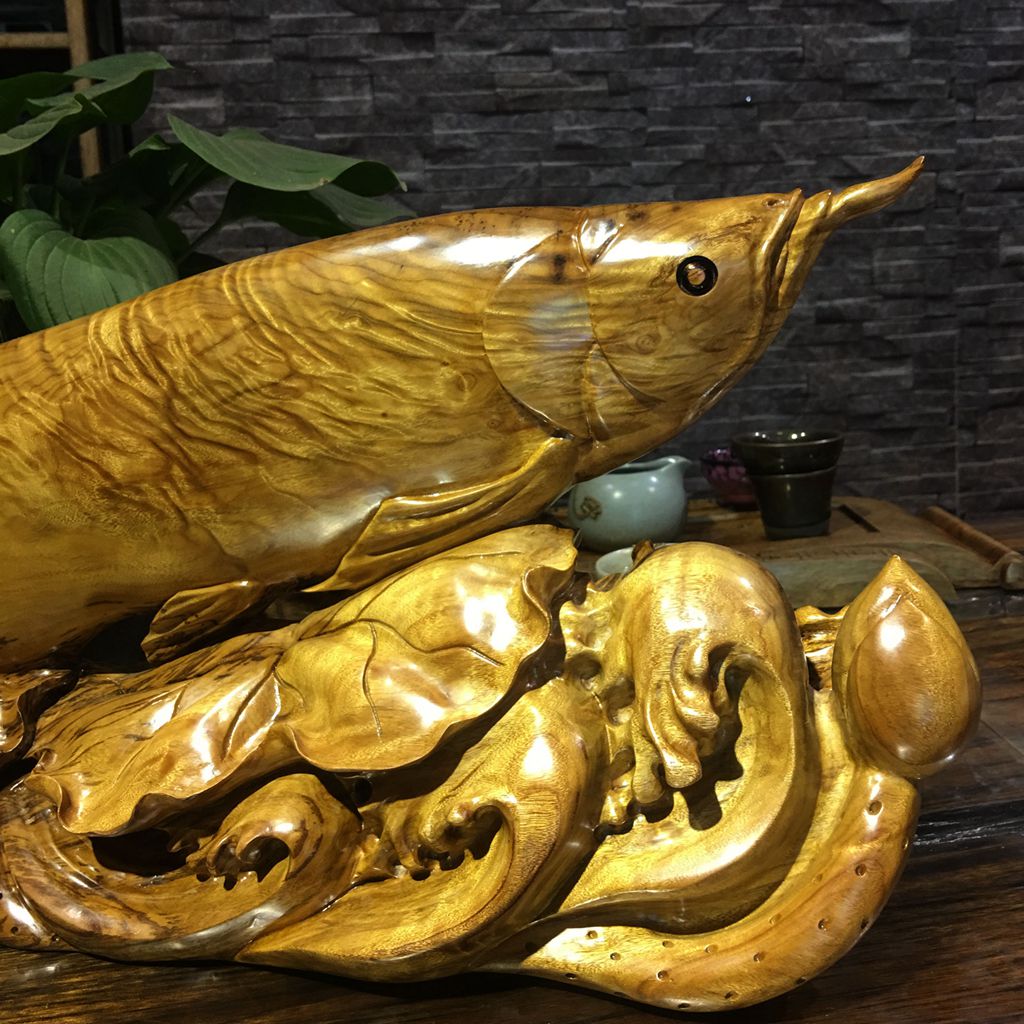 崖柏根雕金龙鱼 办公室客厅吉祥摆件 送长辈年年有余崖柏木雕-阿里巴巴